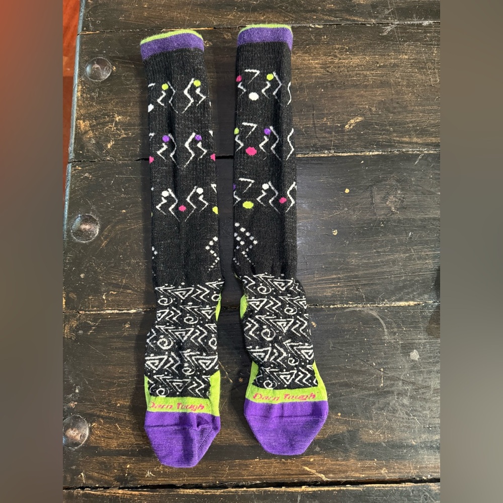 Patterned Black Wool Tall Socks - image 2